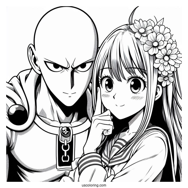 Coloring Page Of One Punch Man Anime