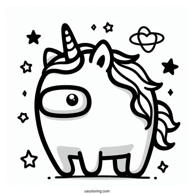 Cute Unicorn Among Us to Color