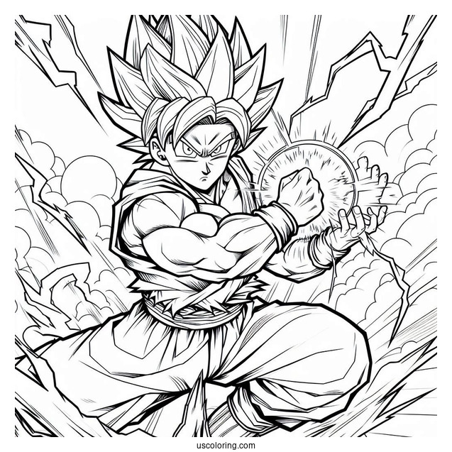 Dragon Ball Z Goku Fighting Coloring Sheet