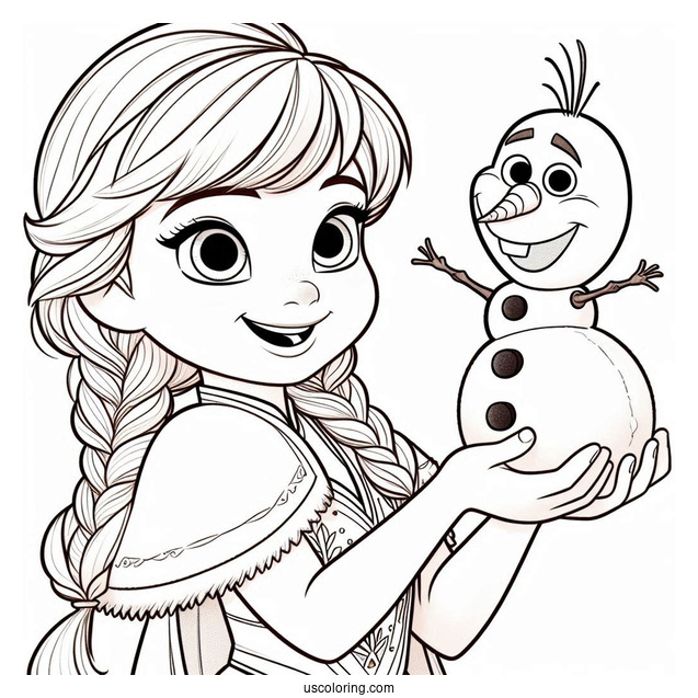 Smiling Anna Holding Snowball With Olaf
