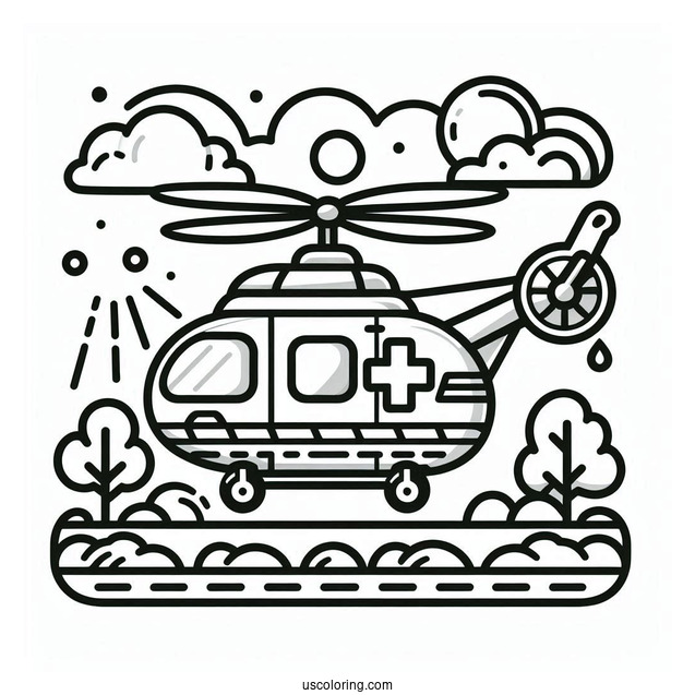 Air Ambulance Coloring Page In The Air
