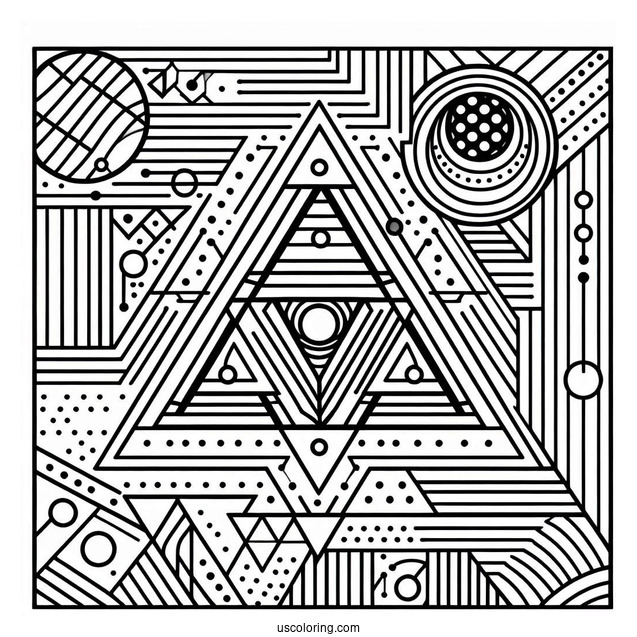 Easy Geometric Abstract Coloring Page For Kids