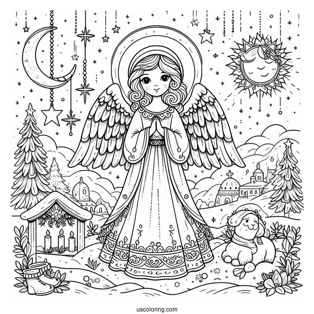 Nativity Angel Coloring Page