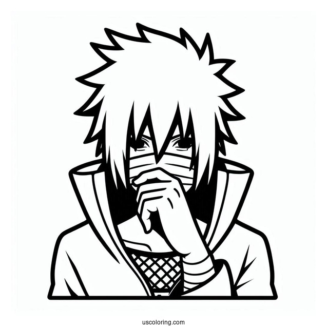 Simple Uchiha Sasuke Outline Coloring In
