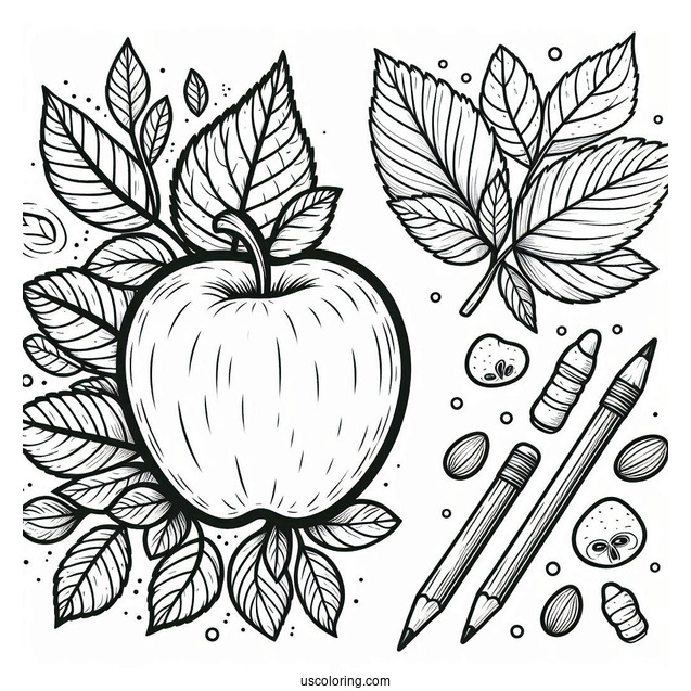 Apple Coloring Page With Word