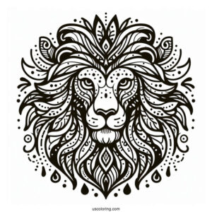 Lion Face Abstract Coloring Page