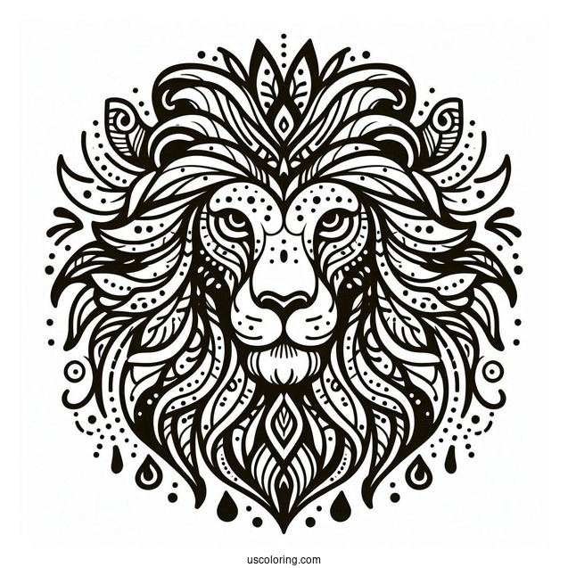 Lion Face Abstract Coloring Page