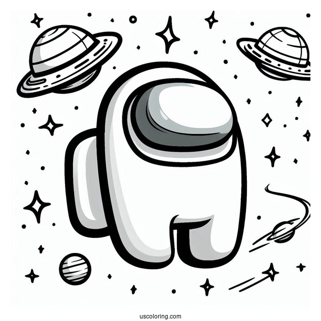 Coloring Sheet of Among Us Imposter in Spaceship
