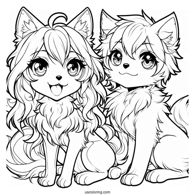 Easy Manga Dogs Anime Outline To Color