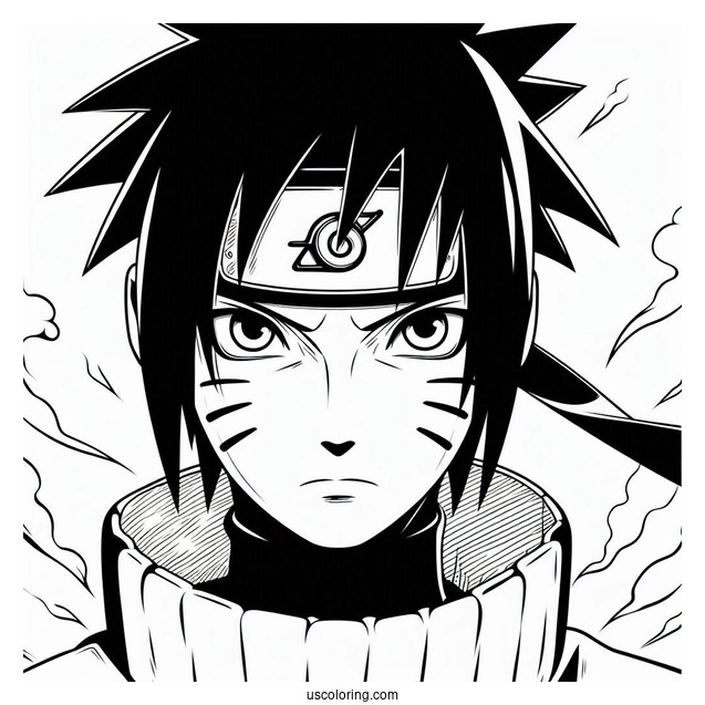 Simple Uchiha Sasuke Outline Coloring In