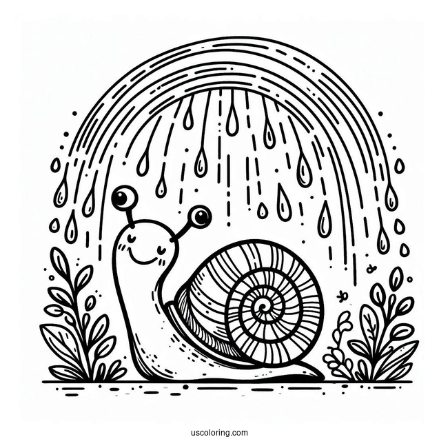 Snail Crawling Under April Coloring Page Showers For Kids