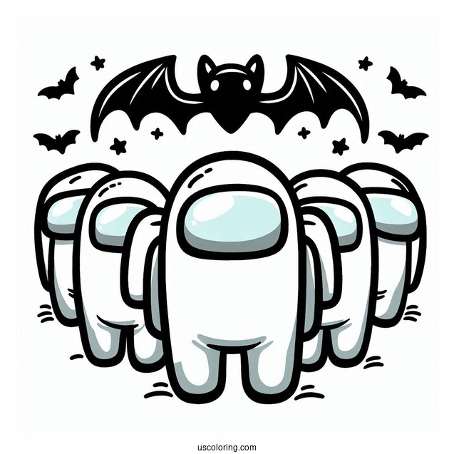 Coloring Page of Among Us With Bat Wings