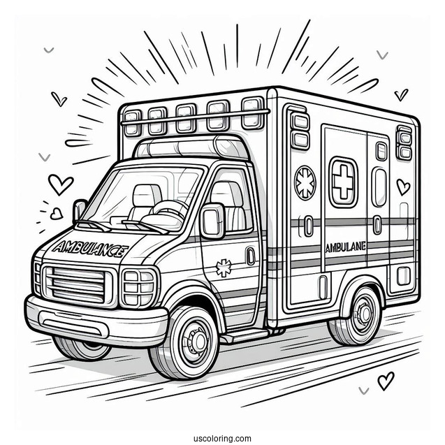Ambulance Coloring Page With Open Doors