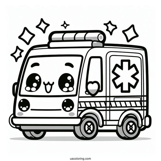 Ambulance Coloring Page Of Kawaii Paramedic For Kids