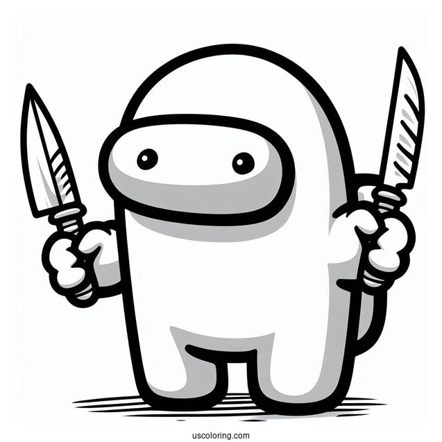 Among Us Imposter Holding Two Knives