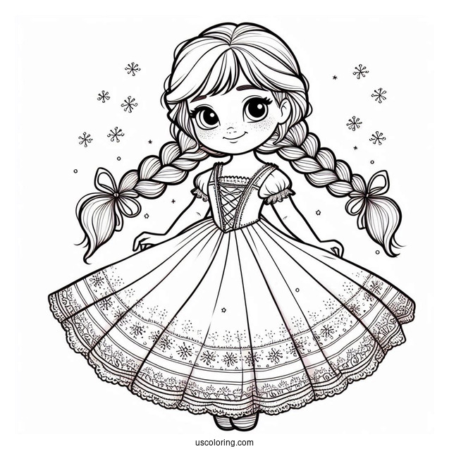 Cute Anna In Summer Clothes Coloring Page For Kids