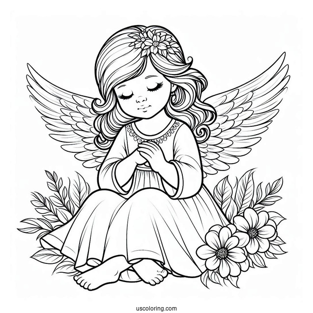 Guardian Angel Protecting Children To Color