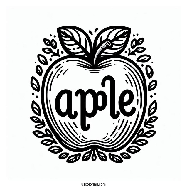 Apple Coloring Page With Word