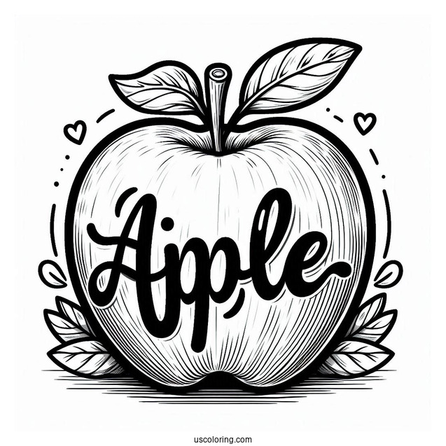 Apple Coloring Page With Word