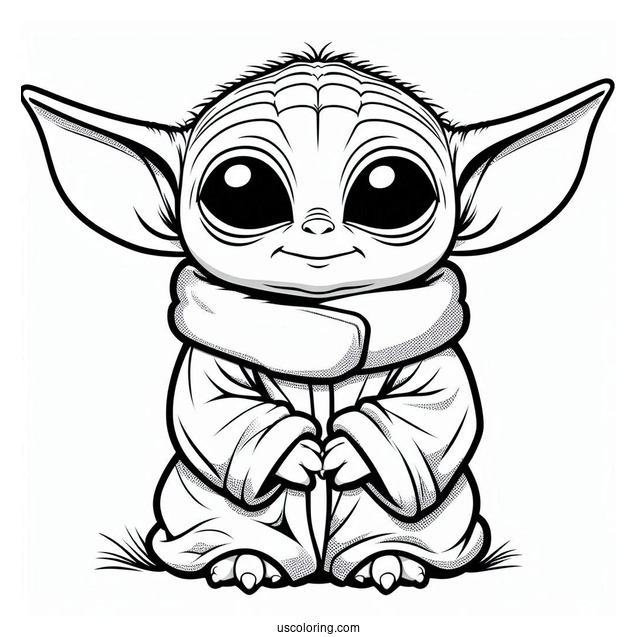 Baby Yoda Alien Coloring Page