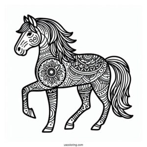Easy Horse Animal Mandala Coloring Page For Kids