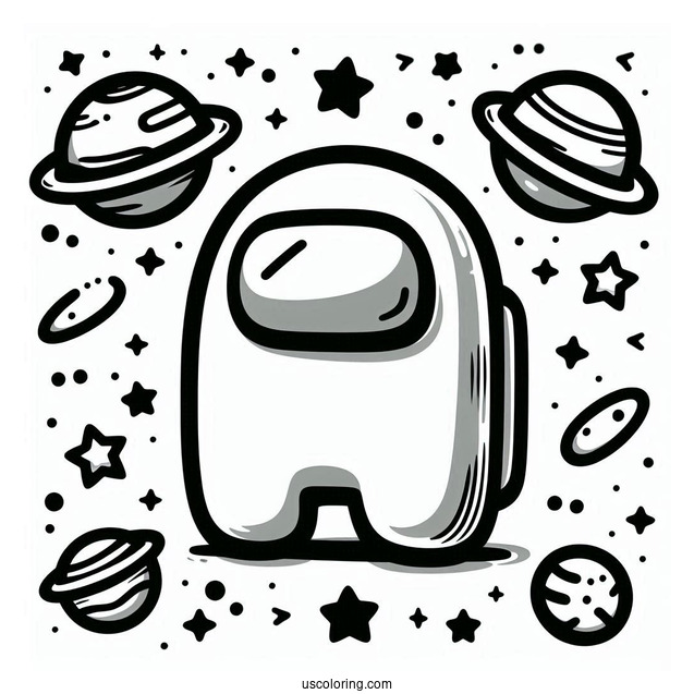 Easy Among Us Outline to Color