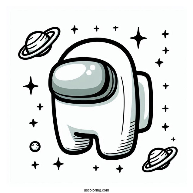 Coloring Sheet of Among Us Imposter in Spaceship