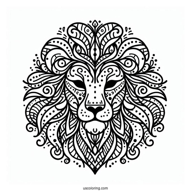 Lion Face Abstract Coloring Page
