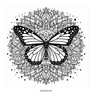 Monarch Butterfly Inside An Animal Mandala Coloring Page