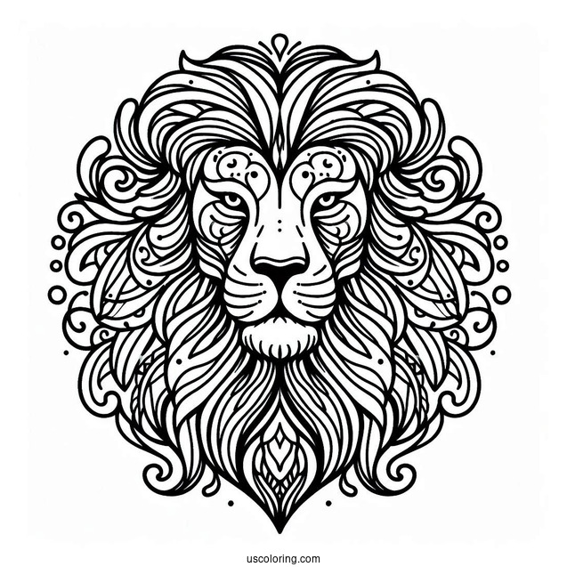Lion Face Abstract Coloring Page