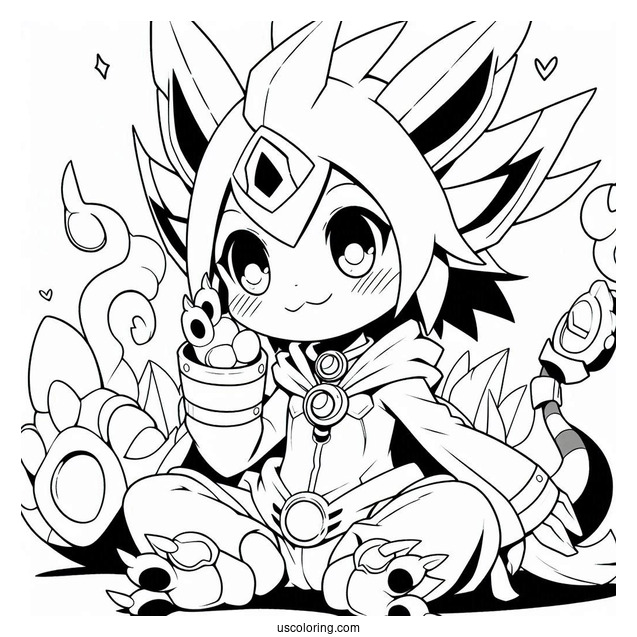 Kawaii Digimon Anime Coloring Page For Kids