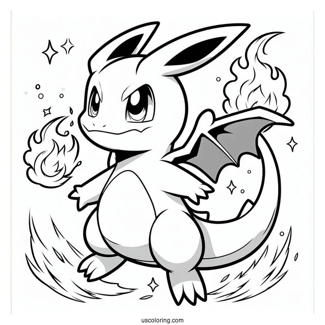 Simple Charizard Coloring In For Kids