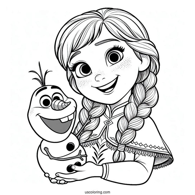 Smiling Anna Holding Snowball With Olaf