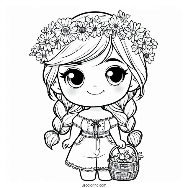 Cute Anna In Summer Clothes Coloring Page For Kids