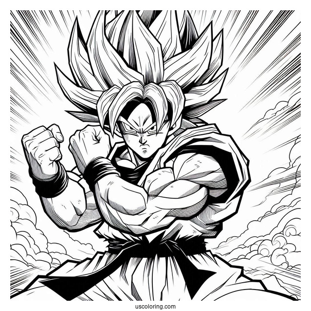 Dragon Ball Z Goku Fighting Coloring Sheet