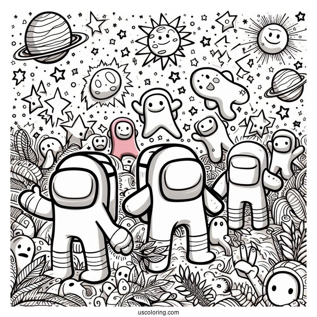 Imposter Coloring Sheet With Knife and Gore