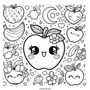 Cute Kawaii Coloring Page For Kids