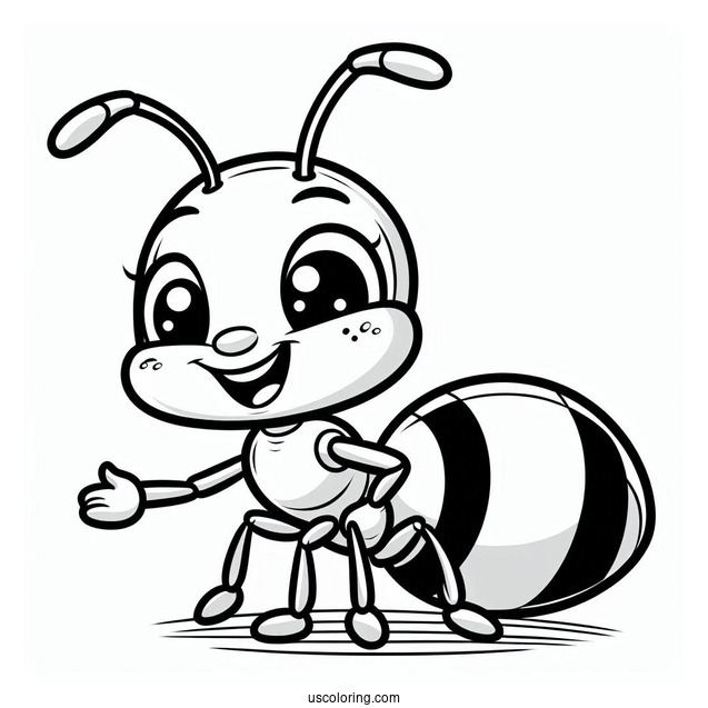 Smiling Ant Coloring Page For Kids