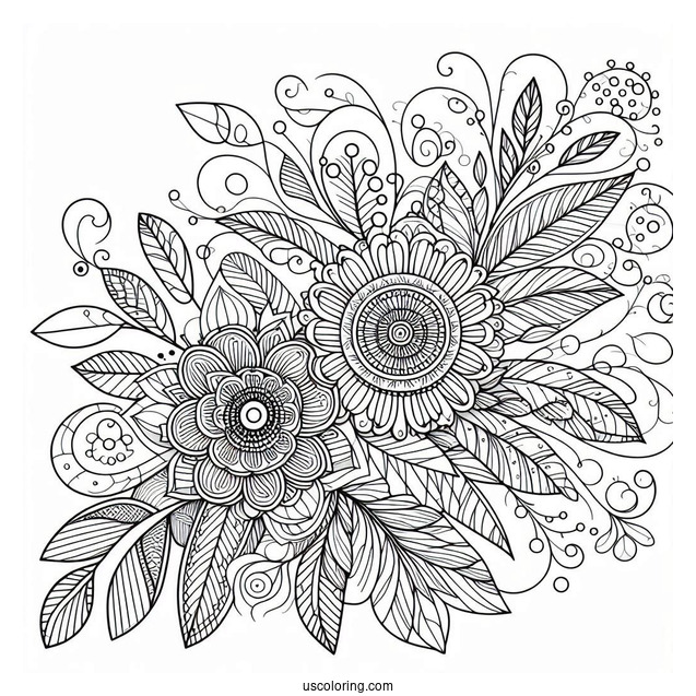 Floral Abstract Coloring Page
