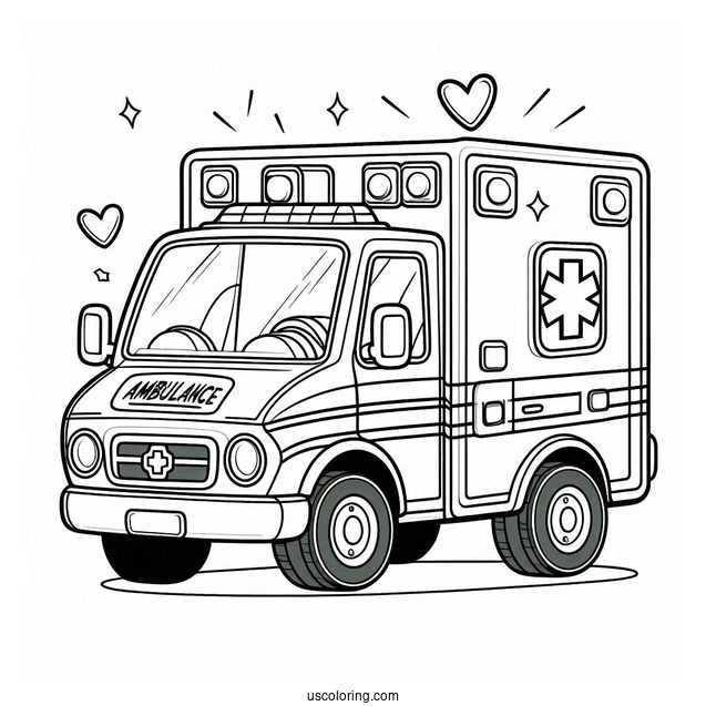 Ambulance Coloring Page With Open Doors
