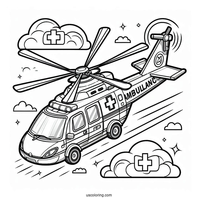 Air Ambulance Coloring Page In The Air