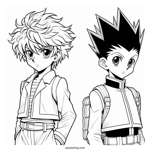 Hunter X Hunter Gon, Killua, Kurapika, Leorio Coloring Sheet