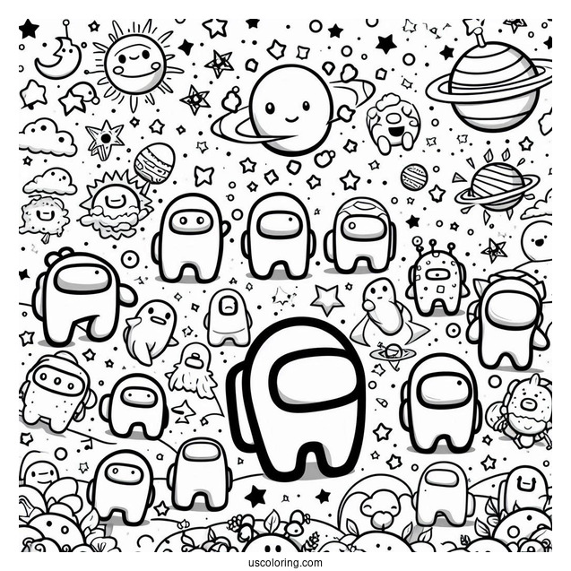 Imposter Coloring Sheet With Knife and Gore