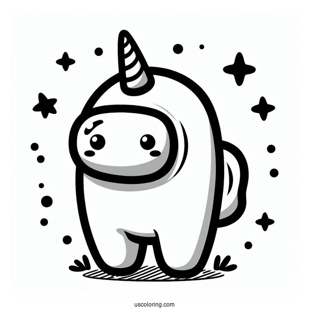 Cute Unicorn Among Us to Color