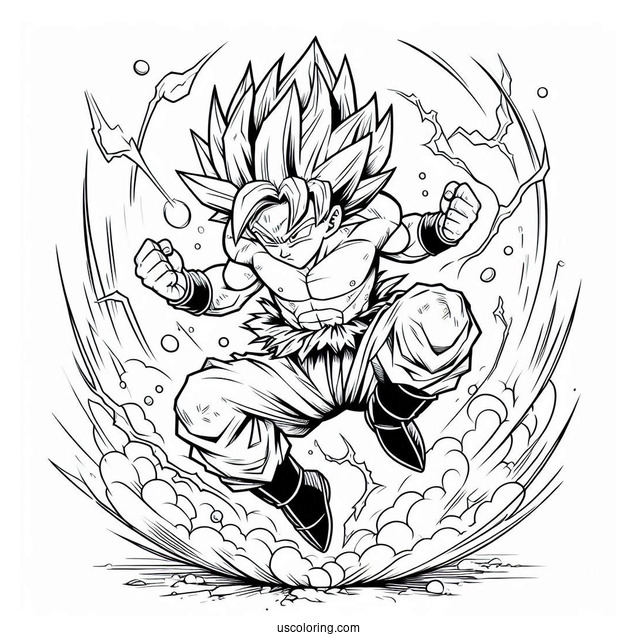 Dragon Ball Z Goku Fighting Coloring Sheet