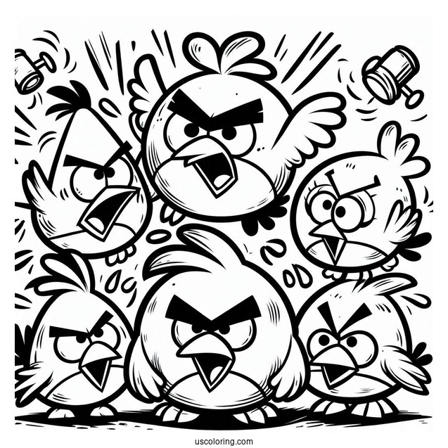 Angry Birds Gang Coloring Page