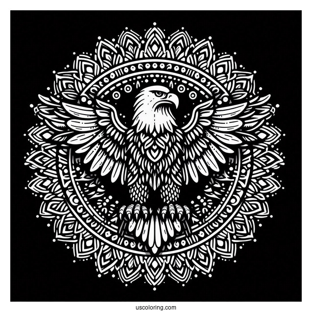 Eagle Animal Mandala Coloring Page