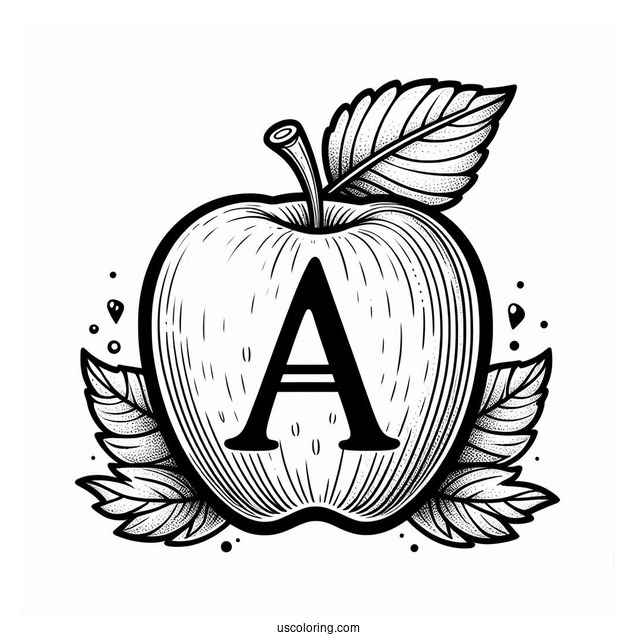 Apple With Letter A Coloring Page