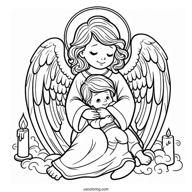 Guardian Angel Protecting Children To Color