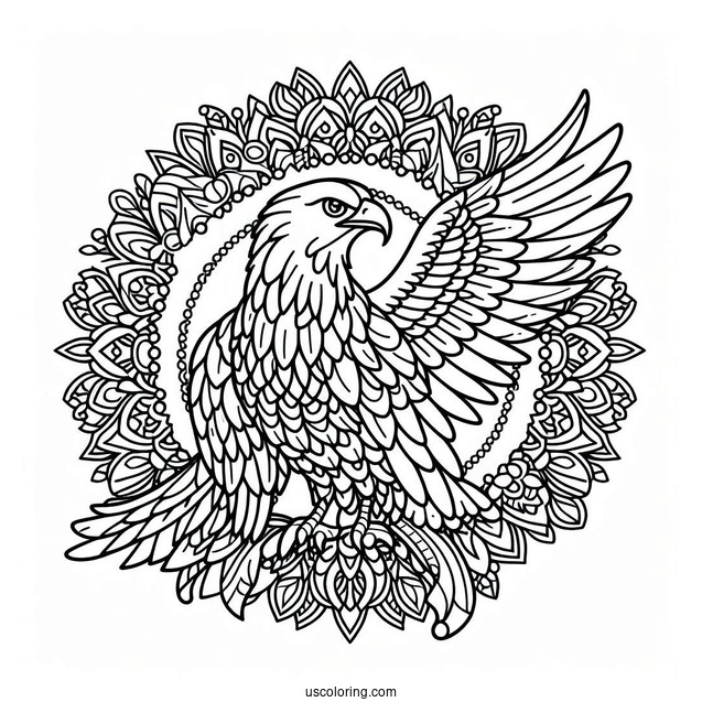 Eagle Animal Mandala Coloring Page